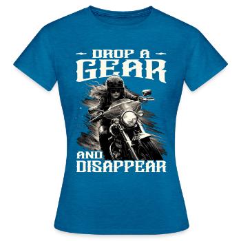 Motorradfahrerin - Bikerin / Bikerfrau - Frauen T-Shirt - Antikblaues Saphir meliert - Vorne - AI Model Female 172 dark (172cm)