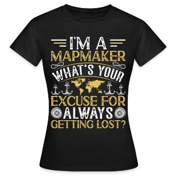 Cartographes - T-shirt Femme - noir - Devant - AI Model Female 172 dark (172cm)
