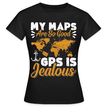Cartographes - T-shirt Femme - noir - Devant - AI Model Female 172 dark (172cm)