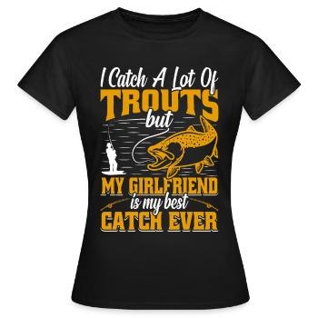 Funny Fishing Men Women - Frauen T-Shirt - Schwarz - Vorne - AI Model Female 172 dark (172cm)