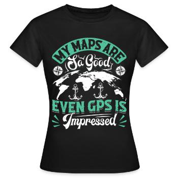 Cartographes - T-shirt Femme - noir - Devant - AI Model Female 172 dark (172cm)
