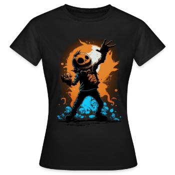 Halloween Jack O Lantern Dabbing Pumpkin - Women's T-Shirt - black - Front - AI Model Female 172 dark (172cm)