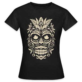 Tribal Tiki Maori Masque Polynésien Rétro Polynésien - T-shirt Femme - noir - Devant - AI Model Female 172 dark (172cm)
