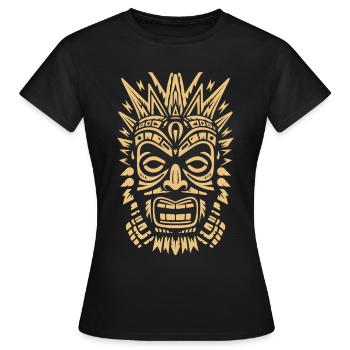 Tribal Tiki Maori Masque Polynésien Rétro Polynésien - T-shirt Femme - noir - Devant - AI Model Female 172 dark (172cm)