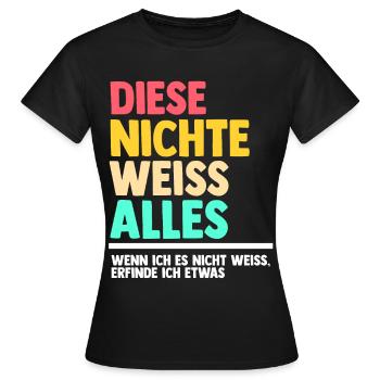 Nichte - Frauen T-Shirt - Schwarz - Vorne - AI Model Female 172 dark (172cm)