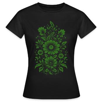 Beautiful green floral pattern - Women's T-Shirt - black - Front - AI Model Female 172 dark (172cm)