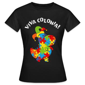 Viva Colonia Carnaval Carnaval Confettis Dino - T-shirt Femme - noir - Devant - AI Model Female 172 dark (172cm)