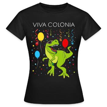 Carnaval Confettis Viva Colonia Tyrannosaurus Rex - T-shirt Femme - noir - Devant - AI Model Female 172 dark (172cm)