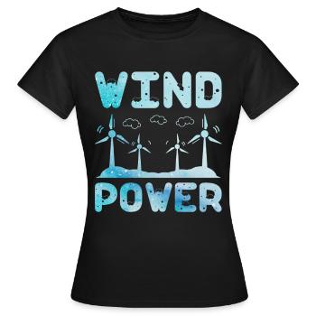 Énergie éolienne, éolienne, énergies renouvelables, - T-shirt Femme - noir - Devant - AI Model Female 172 dark (172cm)