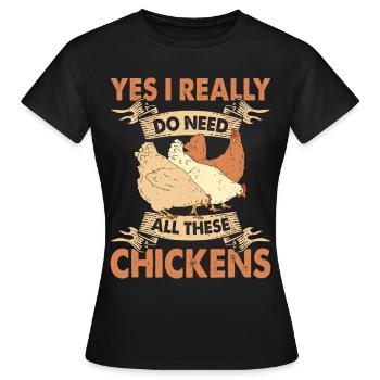 Poulets Élevage de poulets - T-shirt Femme - noir - Devant - AI Model Female 172 dark (172cm)