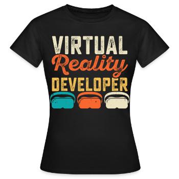 VR Virtuel Reality - Frauen T-Shirt - Schwarz - Vorne - AI Model Female 172 dark (172cm)