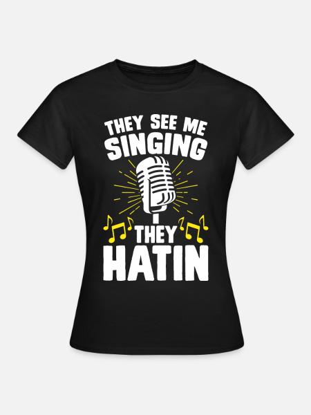 Singen Sänger Karaoke - Frauen T-Shirt - Schwarz