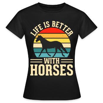Horses - Women's T-Shirt - black - Front - AI Model Female 172 dark (172cm)