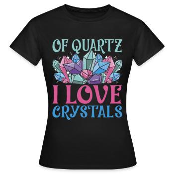 Cristaux de guérison de quartz J’aime les cristaux - T-shirt Femme - noir - Devant - AI Model Female 172 dark (172cm)