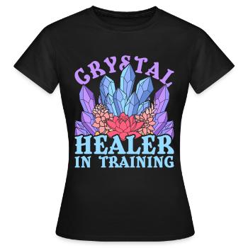 Cristaux de guérison de cristal - T-shirt Femme - noir - Devant - AI Model Female 172 dark (172cm)