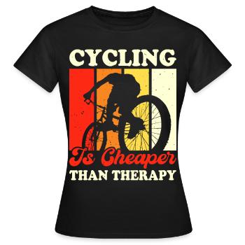 Le cyclisme coûte moins cher que la thérapie - T-shirt Femme - noir - Devant - AI Model Female 172 dark (172cm)