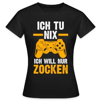 Zocker Zocken Gamer - Frauen T-Shirt - Schwarz - Vorne - AI Model Female 172 dark (172cm)