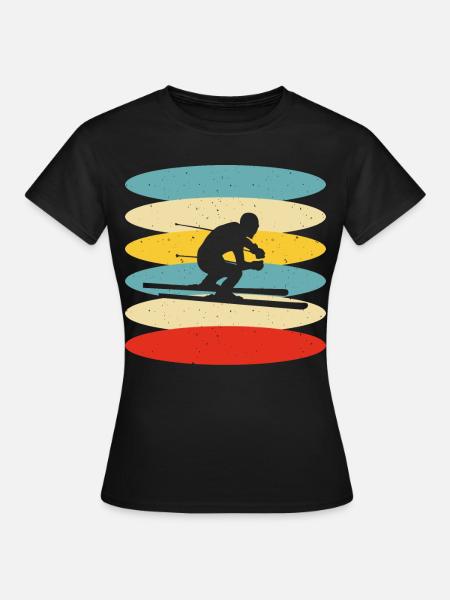 Ski Skifahren Skifahrer - Frauen T-Shirt - Schwarz