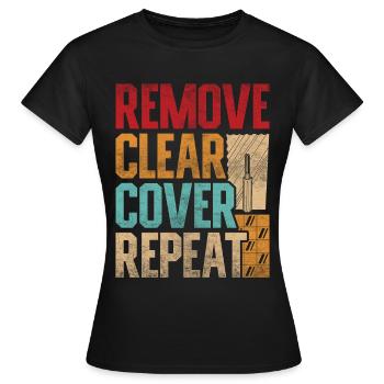 Calque de sol Calque de carrelage Supprimer Couvercle transparent Répéter - T-shirt Femme - noir - Devant - AI Model Female 172 dark (172cm)