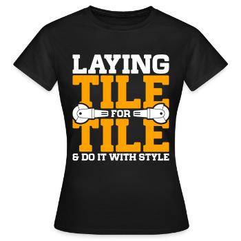 Floor layers, tilers, screed layers - Women's T-Shirt - black - Front - AI Model Female 172 dark (172cm)
