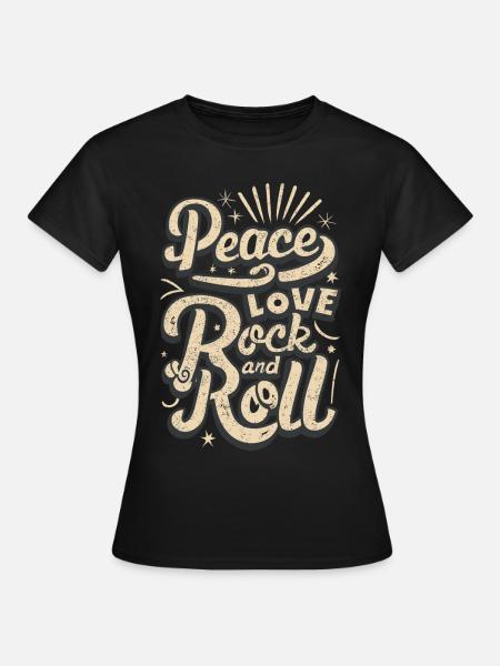 Peace Love Rock And Roll Statement Motto - Frauen T-Shirt - Schwarz