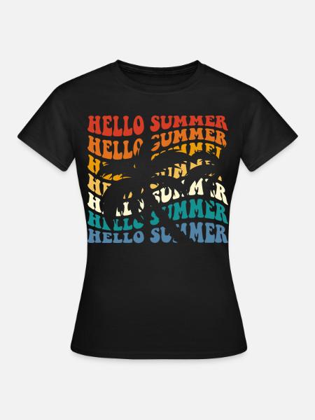 Hello Summer - Frauen T-Shirt - Schwarz