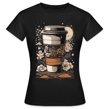 Ukiyo-E Café Art Passion Amateur de café - T-shirt Femme - noir - Devant - AI Model Female 172 dark (172cm)