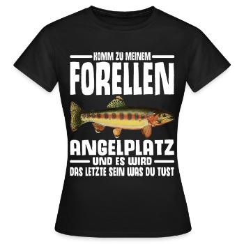 Forellen Angeln - Frauen T-Shirt - Schwarz - Vorne - AI Model Female 172 dark (172cm)