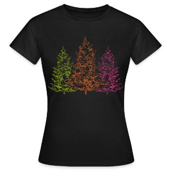Line Art Forêt Noire Arbre de Noël Village Festival Landei - T-shirt Femme - noir - Devant - AI Model Female 172 dark (172cm)