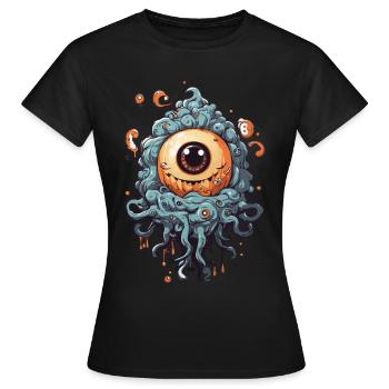 Œil avec tentacules : le point culminant de l’horreur d’Halloween - T-shirt Femme - noir - Devant - AI Model Female 172 dark (172cm)