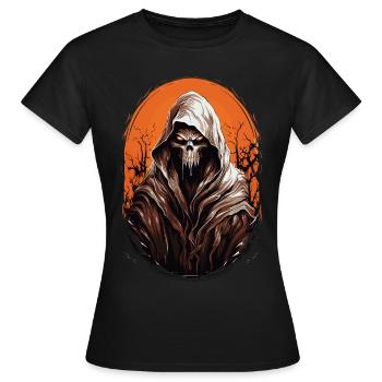 Gruseliger Halloween Sensenmann Grim Reaper - Frauen T-Shirt - Schwarz - Vorne - AI Model Female 172 dark (172cm)