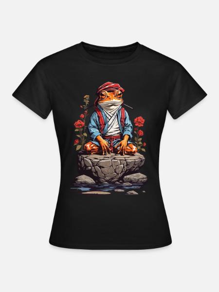 Zen Frosch Spirituelle Meditation und Japan Yoga - Frauen T-Shirt - Schwarz