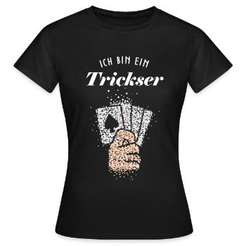 Kartentrick Zaubertrick Straßenmagier Kartenzauber - Frauen T-Shirt - Schwarz - Vorne - AI Model Female 172 dark (172cm)