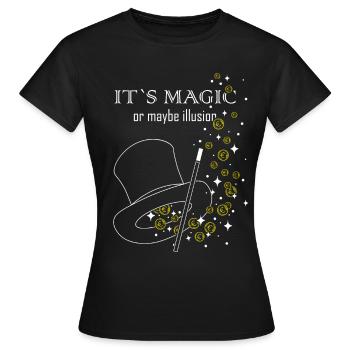 Illusionniste Tour de magie Chapeau de sorcier Magicien - T-shirt Femme - noir - Devant - AI Model Female 172 dark (172cm)