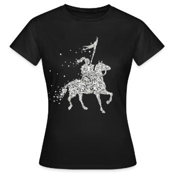 Ritter Pferde Kreuzritter Lanze Ritterrüstung - Frauen T-Shirt - Schwarz - Vorne - AI Model Female 172 dark (172cm)