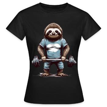Sloth Bodybuilder Gym Humor Design - Women's T-Shirt - black - Front - AI Model Female 172 dark (172cm)