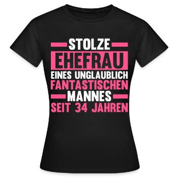 Ehe Amberhochzeit 34 Jahre Verheiratet Hochzeitsta - Frauen T-Shirt - Schwarz - Vorne - AI Model Female 172 dark (172cm)