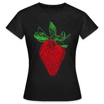 Fraises Fruits Fruits Salade de fruits Fruits Vitamines aux fruits - T-shirt Femme - noir - Devant - AI Model Female 172 dark (172cm)