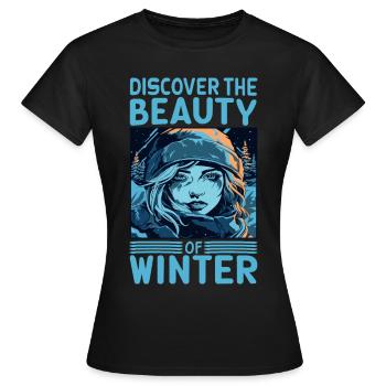 Découvrez la beauté de la citation de skieur d’hiver - T-shirt Femme - noir - Devant - AI Model Female 172 dark (172cm)