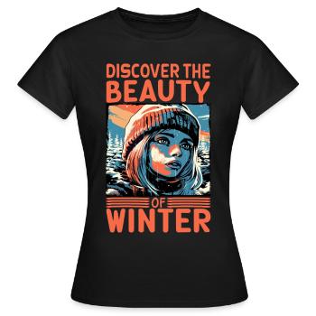 Découvrez la beauté de la citation de skieur d’hiver - T-shirt Femme - noir - Devant - AI Model Female 172 dark (172cm)