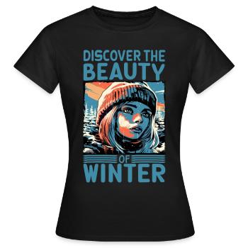 Découvrez la beauté de la citation de skieur d’hiver - T-shirt Femme - noir - Devant - AI Model Female 172 dark (172cm)
