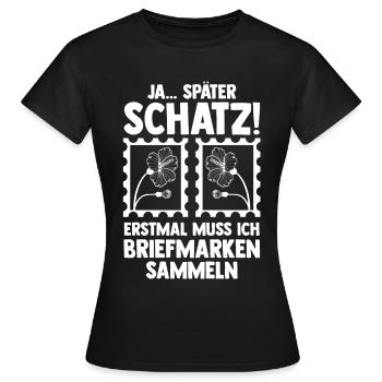 Philatelie Briefmarkensammlung Briefmarkensammler - Frauen T-Shirt - Schwarz - Vorne - AI Model Female 172 dark (172cm)