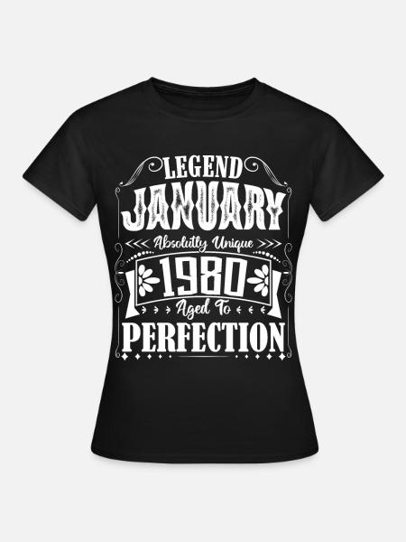 Januar 1980. Januar 1980 Geburtstagsgeschenk. - Frauen T-Shirt - Schwarz
