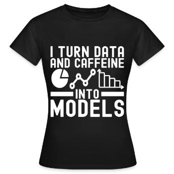 Analyste de données en science des données - T-shirt Femme - noir - Devant - AI Model Female 172 dark (172cm)