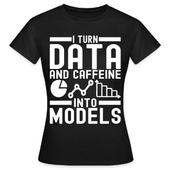 Analyste de données en science des données - T-shirt Femme - noir - Devant - AI Model Female 172 dark (172cm)
