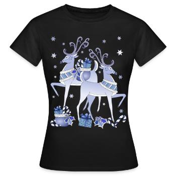 Noël Blue Deer - T-shirt Femme - noir - Devant - AI Model Female 172 dark (172cm)
