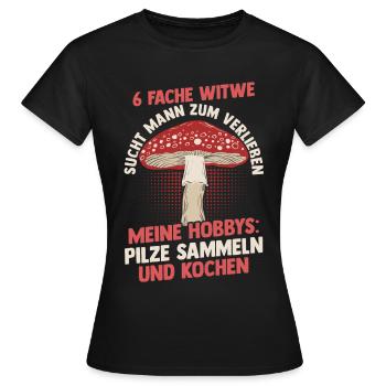 Pilz Pilze Pilzjäger Pilzsammler - Frauen T-Shirt - Schwarz - Vorne - AI Model Female 172 dark (172cm)