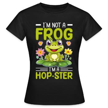 Je ne suis pas une grenouille, je suis une grenouille Hop-ster - Tshirt grenouille - T-shirt Femme - noir - Devant - AI Model Female 172 dark (172cm)