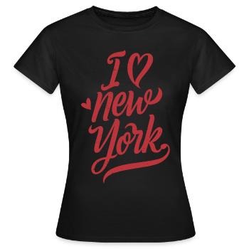 J’aime New York, la Grosse Pomme, les États-Unis, l’Amérique - T-shirt Femme - noir - Devant - AI Model Female 172 dark (172cm)
