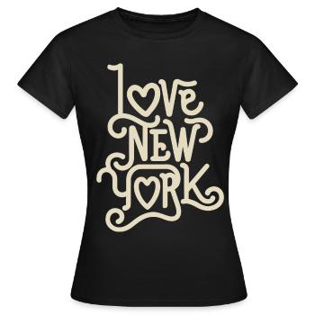 J’aime New York, la Grosse Pomme, les États-Unis, l’Amérique - T-shirt Femme - noir - Devant - AI Model Female 172 dark (172cm)